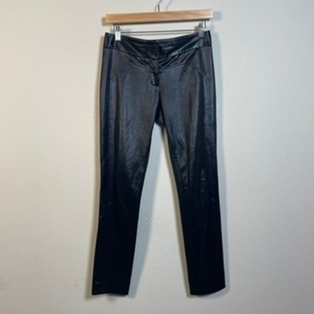 Diane Von Furstenberg Faux Leather Pants 2 Black Night Out Edgy Skinny Low Rise